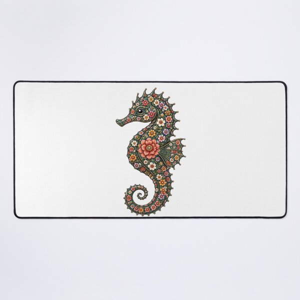 Item preview, Colorful Floral Seahorse | Ocean Floral Art Collection designed and sold by Zaru Art Studio.