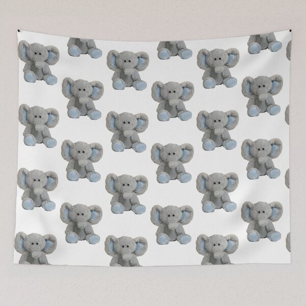 Item preview, Cute Fluffy Grey Elephant Plushie with Blue Ears | Adorable Soft Toy designed and sold by cutepid.