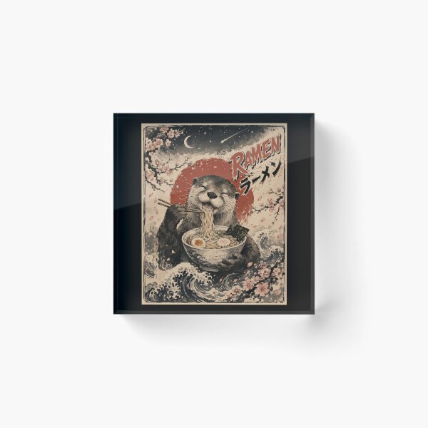 Item preview, Funny Otter Eating Ramen Sumie Japanese Vintage designed and sold by TomFrontierArt.