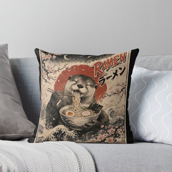 Item preview, Funny Otter Eating Ramen Sumie Japanese Vintage designed and sold by TomFrontierArt.