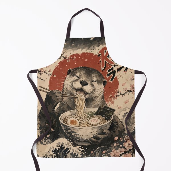 Item preview, Funny Otter Eating Ramen Sumie Japanese Vintage designed and sold by TomFrontierArt.