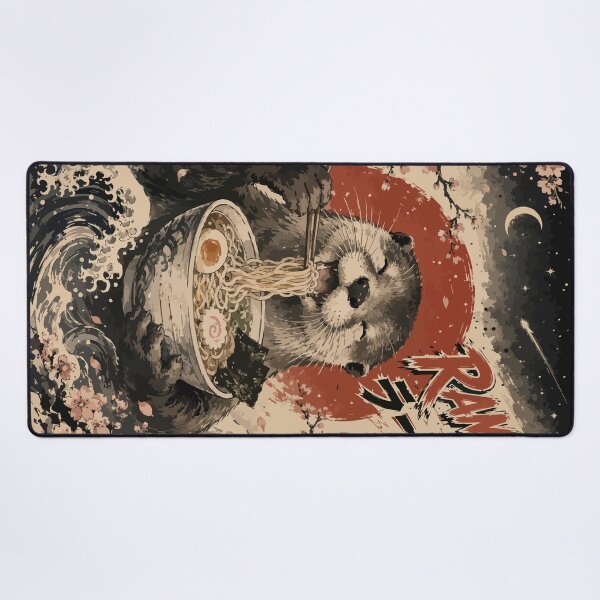 Item preview, Funny Otter Eating Ramen Sumie Japanese Vintage designed and sold by TomFrontierArt.