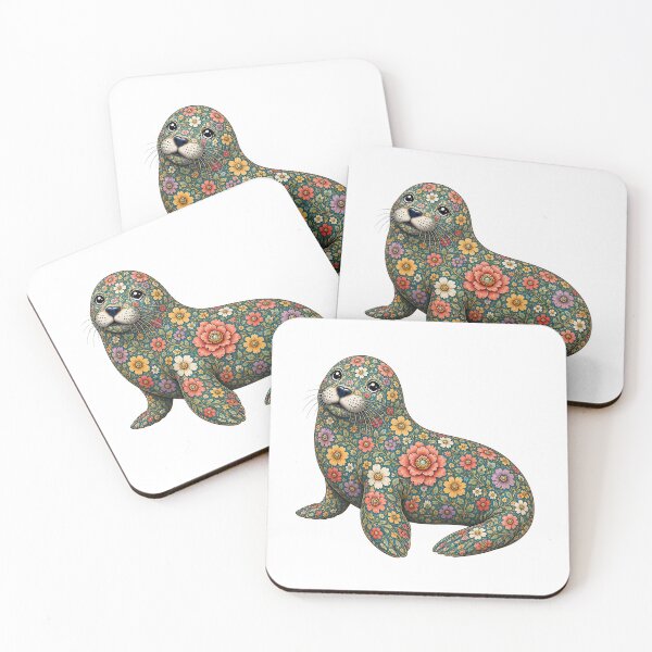 Item preview, Colorful Floral Seal | Ocean Floral Art Collection designed and sold by Zaru Art Studio.