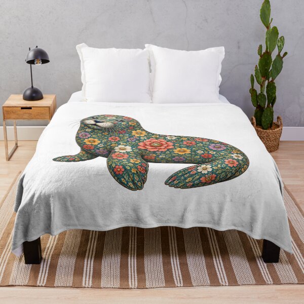 Item preview, Colorful Floral Seal | Ocean Floral Art Collection designed and sold by Zaru Art Studio.