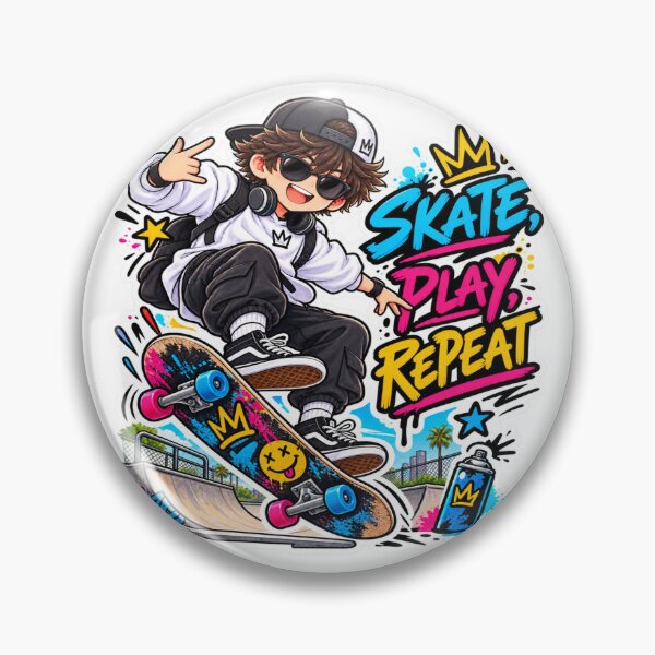 Item preview, Skate Play Repeat Anime Boy Sticker | Cool Skateboarding Street Style Sticker designed and sold by Genzfirevibes.