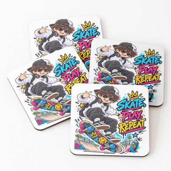 Item preview, Skate Play Repeat Anime Boy Sticker | Cool Skateboarding Street Style Sticker designed and sold by Genzfirevibes.