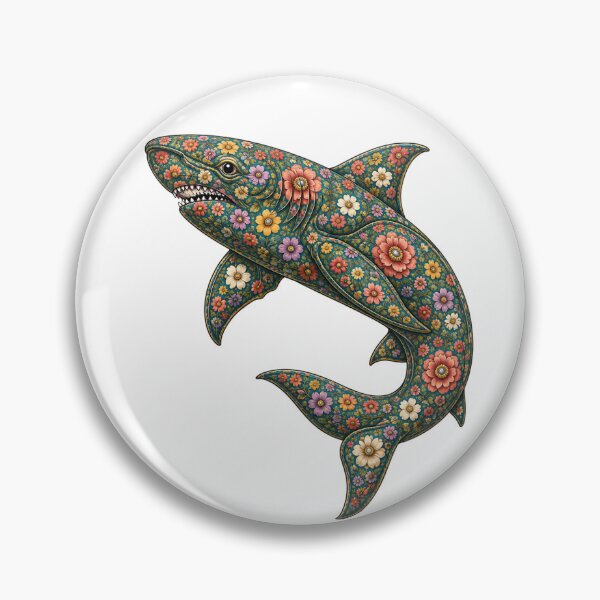 Item preview, Colorful Floral Shark | Ocean Floral Art Collection designed and sold by Zaru Art Studio.