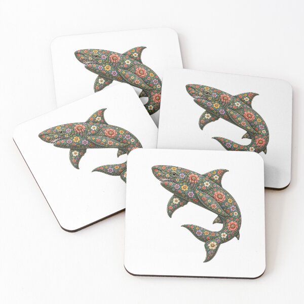 Item preview, Colorful Floral Shark | Ocean Floral Art Collection designed and sold by Zaru Art Studio.