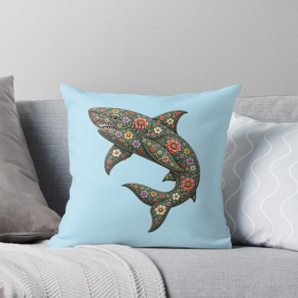Item preview, Colorful Floral Shark | Ocean Floral Art Collection designed and sold by Zaru Art Studio.