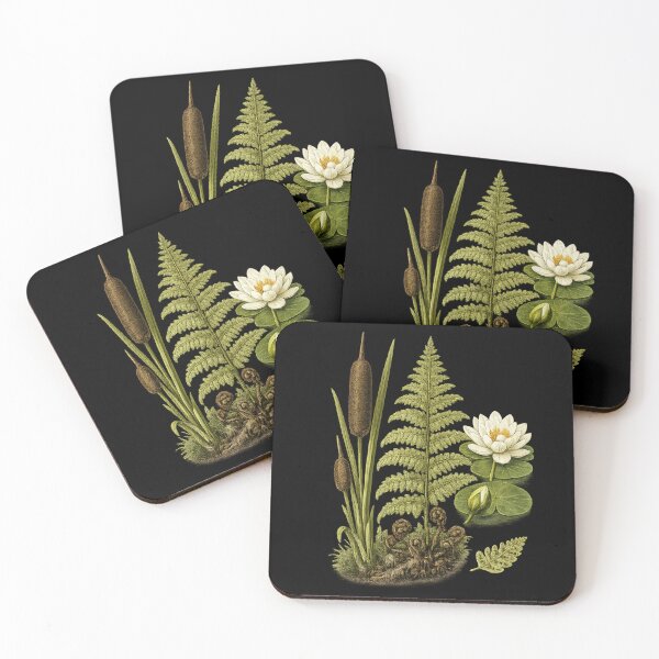 Item preview, Vintage Wetland Botanical Plate with Water Lily, Cattail & Fern designed and sold by Anyshca.
