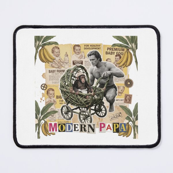 Item preview, Modern Masculine Man & Fatherhood Dadaist Collage - Funny Gym, Coffee & Grooming Art (T-Shirt, Poster & Sticker) designed and sold by OzzFrequency.