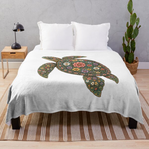 Item preview, Turtle Floral | Ocean Floral Art Collection designed and sold by Zaru Art Studio.