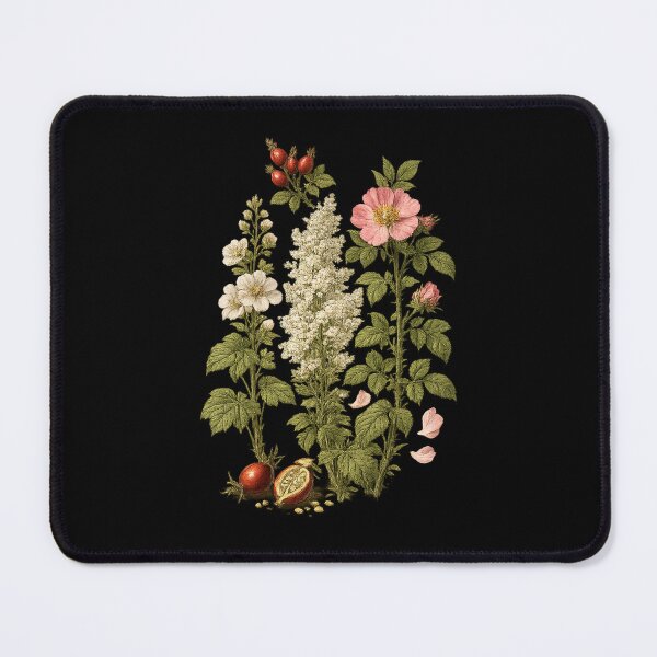 Item preview, Wild Rose, Meadowsweet & Mallow Vintage Botanical Herbarium Plate designed and sold by Anyshca.