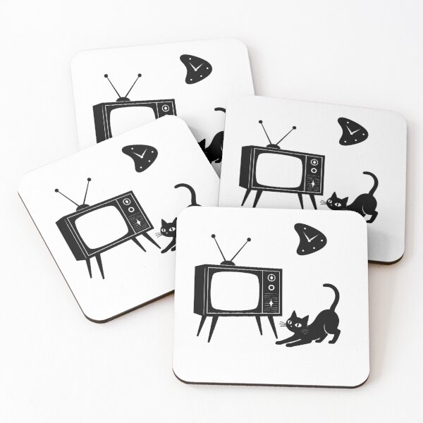 Item preview, Mid-Century Modern Cat & TV designed and sold by Retroteez.