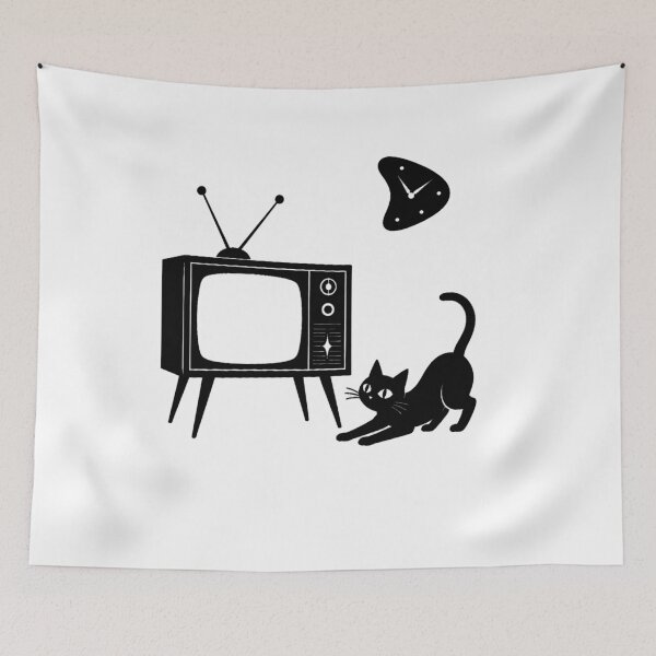 Item preview, Mid-Century Modern Cat & TV designed and sold by Retroteez.