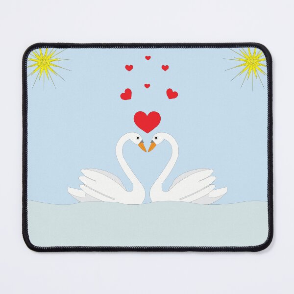 Item preview, Two white love swans in the water and red hearts designed and sold by Lennylindesigns.