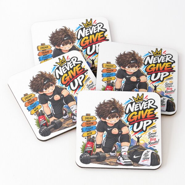 Item preview, Never Give Up Anime Fitness Sticker | Motivational Workout Sports Sticker designed and sold by Genzfirevibes.