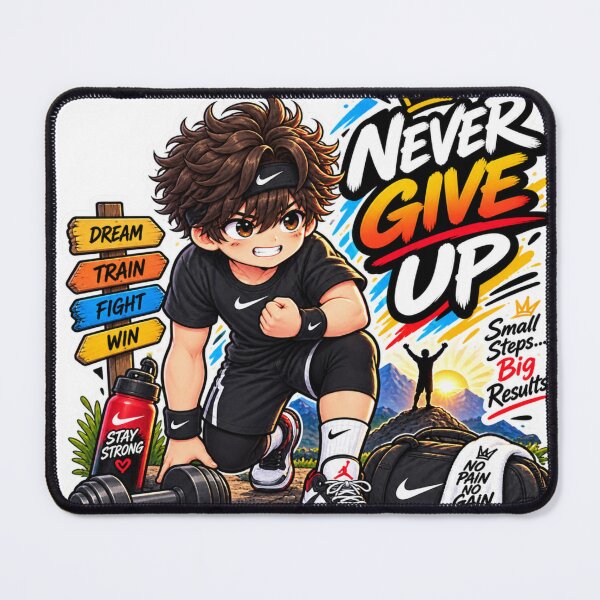 Item preview, Never Give Up Anime Fitness Sticker | Motivational Workout Sports Sticker designed and sold by Genzfirevibes.