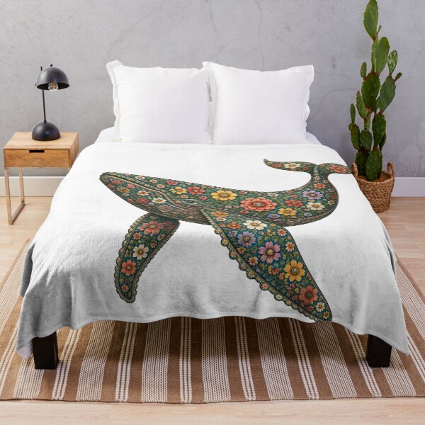 Item preview, Colorful Floral Whale | Ocean Floral Art Collection designed and sold by Zaru Art Studio.