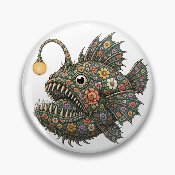 Item preview, Colorful Anglerfish | Ocean Floral Art Collection designed and sold by Zaru Art Studio.