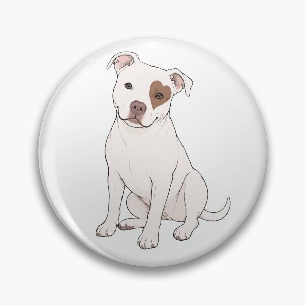 Item preview, White Rescue Pit Bull with Heart Eye Patch designed and sold by pixiedustpaint.