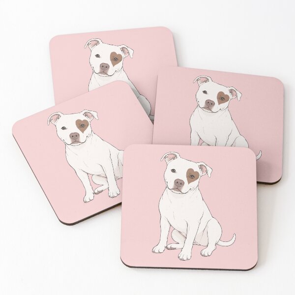 Item preview, White Rescue Pit Bull with Heart Eye Patch designed and sold by pixiedustpaint.