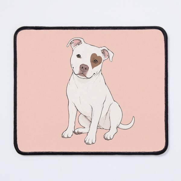 Item preview, White Rescue Pit Bull with Heart Eye Patch designed and sold by pixiedustpaint.