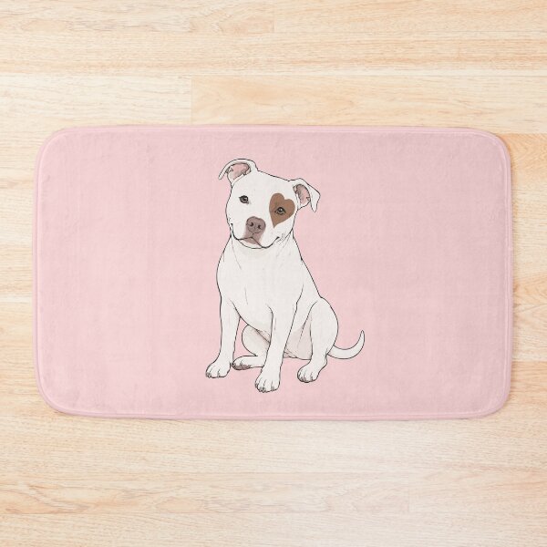 Item preview, White Rescue Pit Bull with Heart Eye Patch designed and sold by pixiedustpaint.
