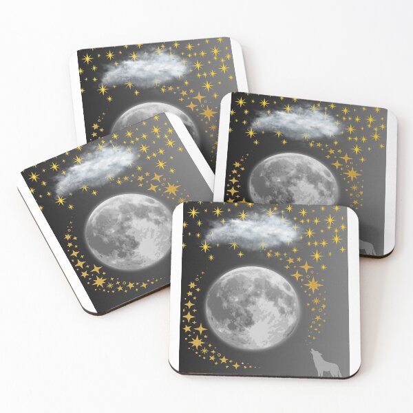 Item preview, Moonlit Wolf & Golden Stars designed and sold by Sparklers-123.