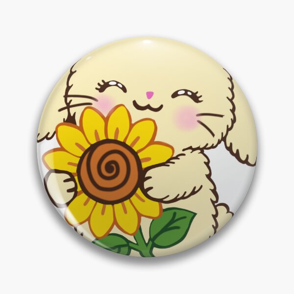Item preview, Cute Bunny Hugging Sunflower- Kawaii Love designed and sold by BunnySoftArt.