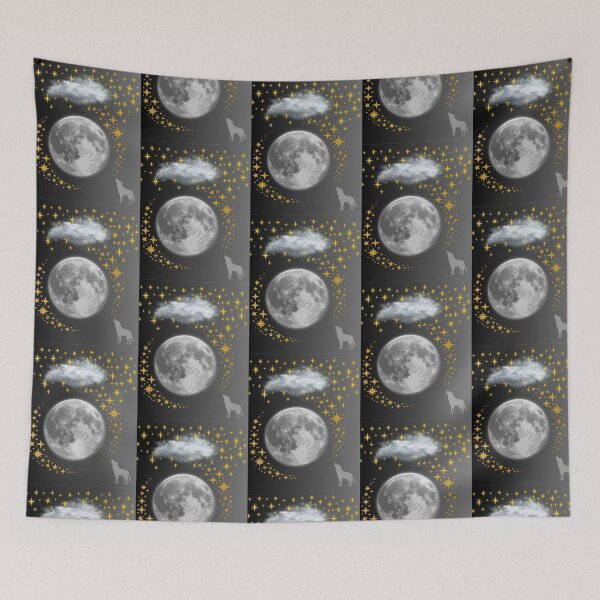 Item preview, Moonlit Wolf & Golden Stars designed and sold by Sparklers-123.