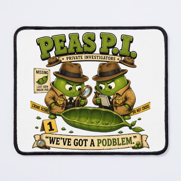 Item preview, Peas P.I. Detectives – We’ve Got a Podblem Funny Pea Food Pun designed and sold by Snackwear Apparel.