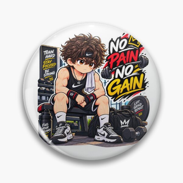 Item preview, No Pain No Gain Anime Gym Sticker | Motivational Fitness Workout Sticker designed and sold by Genzfirevibes.