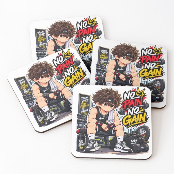 Item preview, No Pain No Gain Anime Gym Sticker | Motivational Fitness Workout Sticker designed and sold by Genzfirevibes.