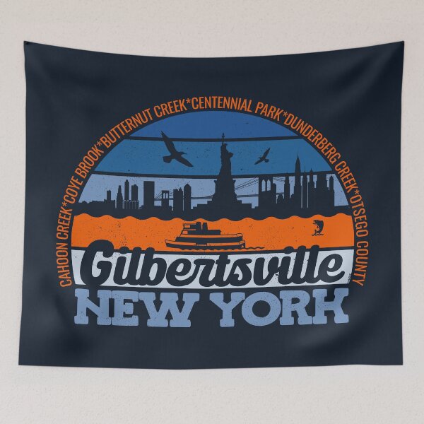 Item preview, Gilbertsville New York Sunset Retro Vintage Local Pride Logo designed and sold by CRHPOD20.