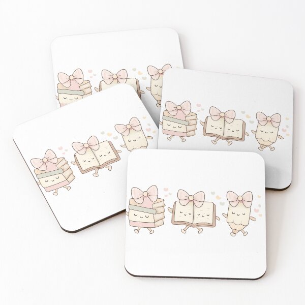 Item preview, Pastel pink gingham bows on a book stack, open book, and pencil — dainty, girly bookworm design. designed and sold by MOCH- ART.