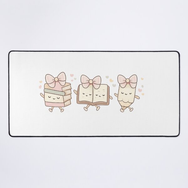 Item preview, Pastel pink gingham bows on a book stack, open book, and pencil — dainty, girly bookworm design. designed and sold by MOCH- ART.
