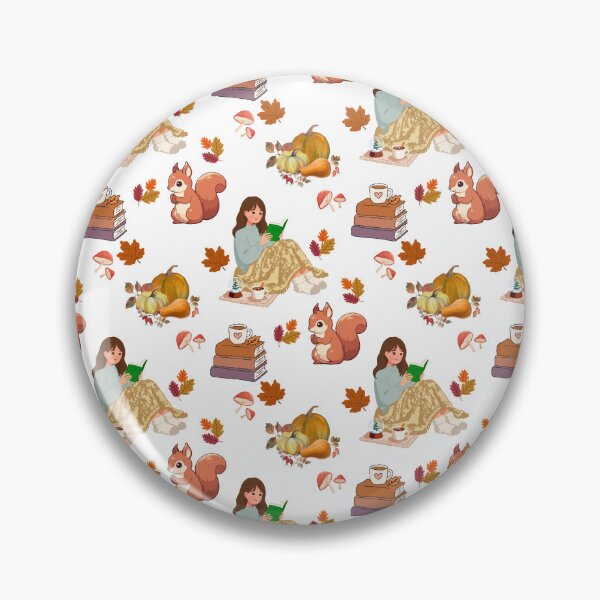Item preview, Cozy Autumn Reading Seamless Pattern with Girl, , Squirrel, Books and Hot Drinks designed and sold by BigDigital.