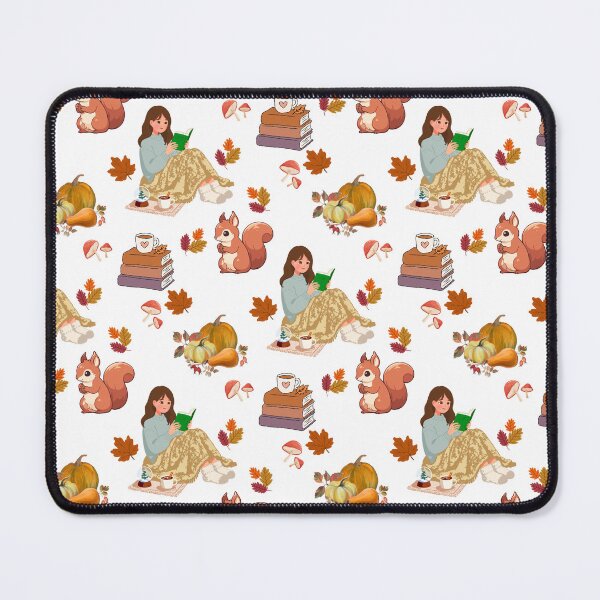 Item preview, Cozy Autumn Reading Seamless Pattern with Girl, , Squirrel, Books and Hot Drinks designed and sold by BigDigital.