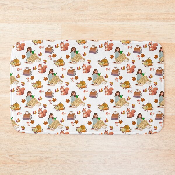 Item preview, Cozy Autumn Reading Seamless Pattern with Girl, , Squirrel, Books and Hot Drinks designed and sold by BigDigital.