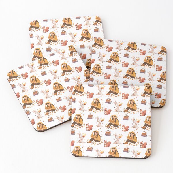 Item preview, Cozy Autumn Reading Seamless Pattern with Girl, Rabbit, Squirrel, Books and Hot Drinks designed and sold by BigDigital.