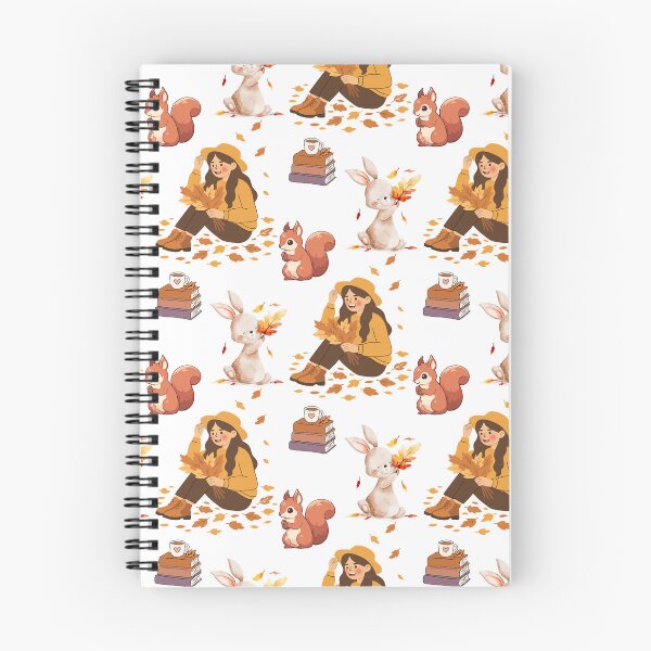Item preview, Cozy Autumn Reading Seamless Pattern with Girl, Rabbit, Squirrel, Books and Hot Drinks designed and sold by BigDigital.