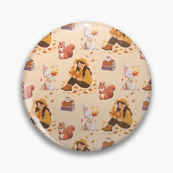 Item preview, Cozy Autumn Reading Seamless Pattern with Girl, Rabbit, Squirrel, Books and Hot Drinks designed and sold by BigDigital.