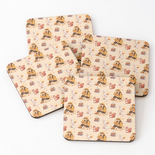 Item preview, Cozy Autumn Reading Seamless Pattern with Girl, Rabbit, Squirrel, Books and Hot Drinks designed and sold by BigDigital.