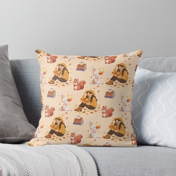 Item preview, Cozy Autumn Reading Seamless Pattern with Girl, Rabbit, Squirrel, Books and Hot Drinks designed and sold by BigDigital.