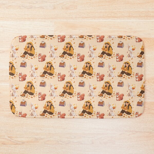 Item preview, Cozy Autumn Reading Seamless Pattern with Girl, Rabbit, Squirrel, Books and Hot Drinks designed and sold by BigDigital.