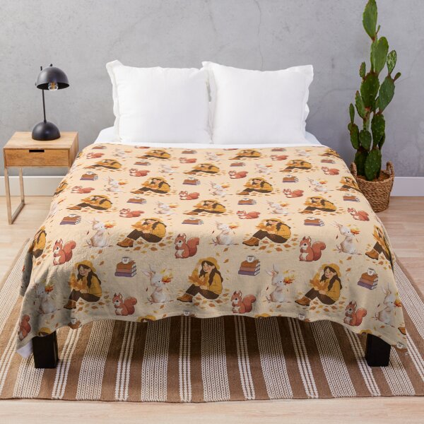 Item preview, Cozy Autumn Reading Seamless Pattern with Girl, Rabbit, Squirrel, Books and Hot Drinks designed and sold by BigDigital.