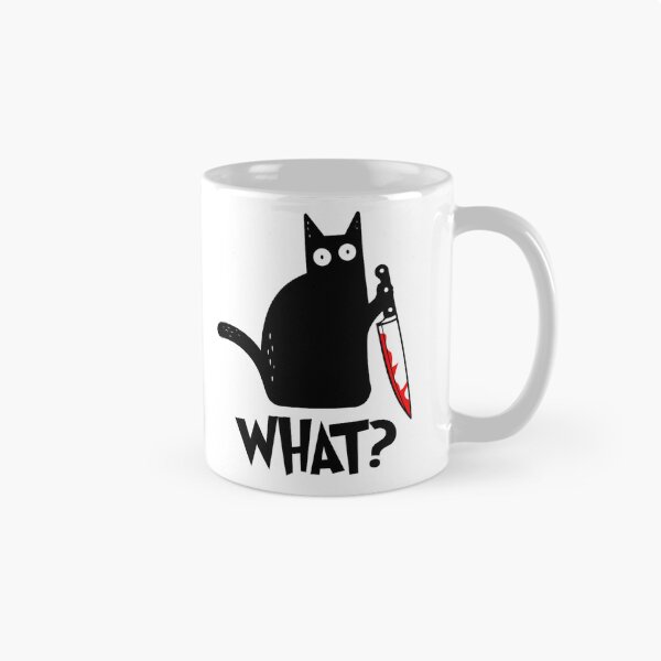 Item preview, Cat What? Funny Black Murderous Cat With Knife Gift for Cat Lovers designed and sold by Thread&Fable.
