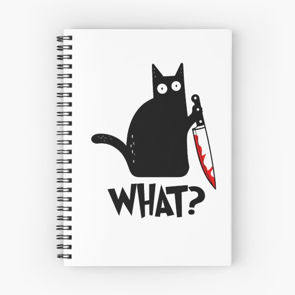 Item preview, Cat What? Funny Black Murderous Cat With Knife Gift for Cat Lovers designed and sold by Thread&Fable.