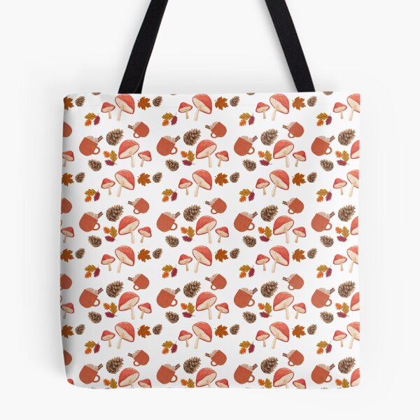 Item preview, Cozy Autumn Seamless Pattern with Mushrooms, Pine Cones, Fall Leaves and Hot Drinks designed and sold by BigDigital.